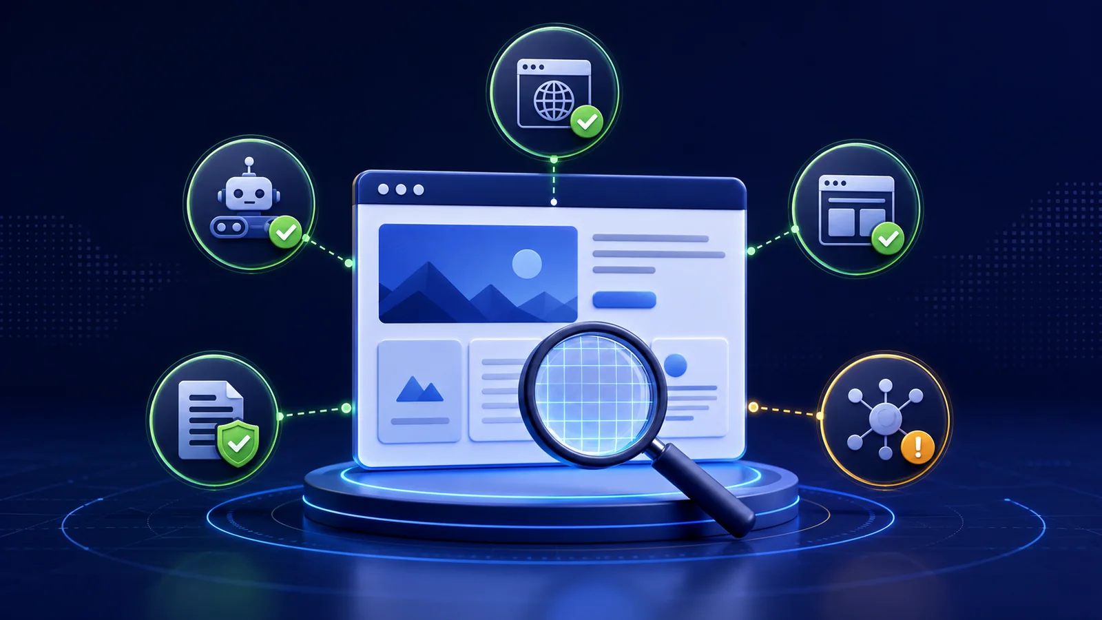 AI search readiness audit for a new website checking crawler access, rendering, index controls, entities, and citations