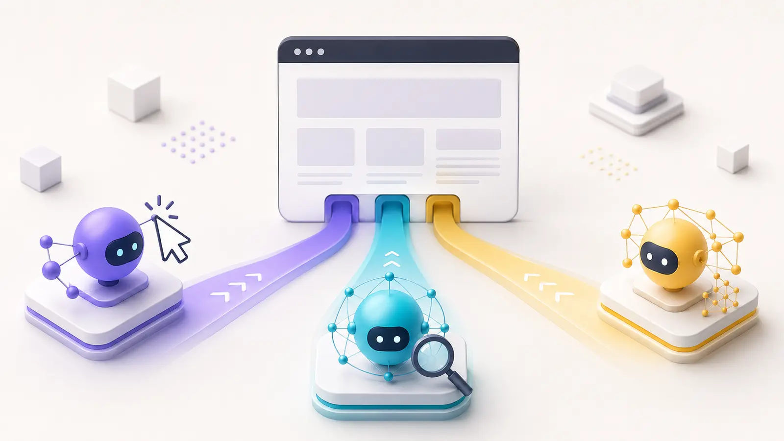 ChatGPT-User vs GPTBot vs OAI-SearchBot shown as three separate website access paths