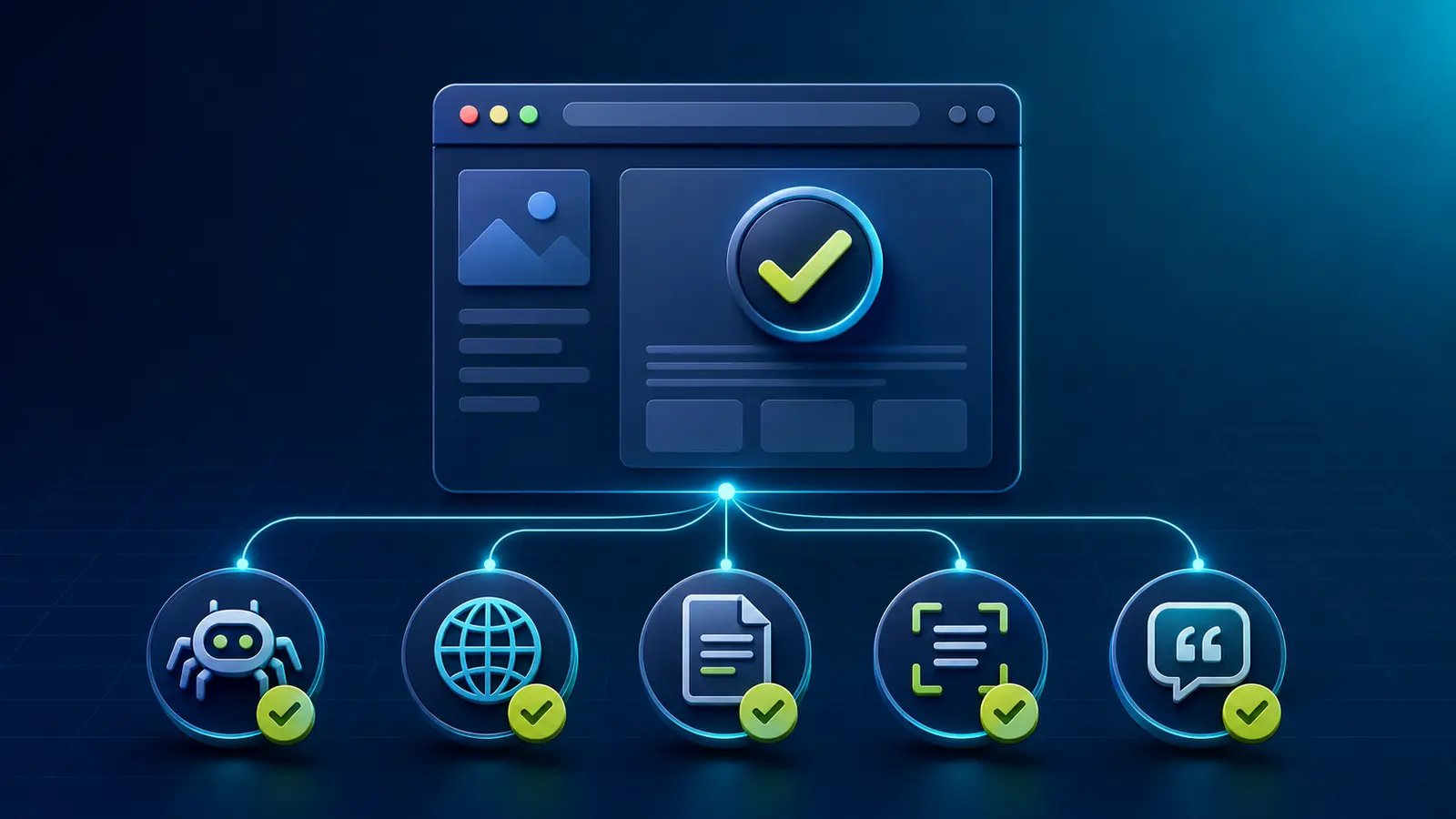 Free AI search readiness checker evaluating crawler access, delivery, index controls, content clarity and citation evidence