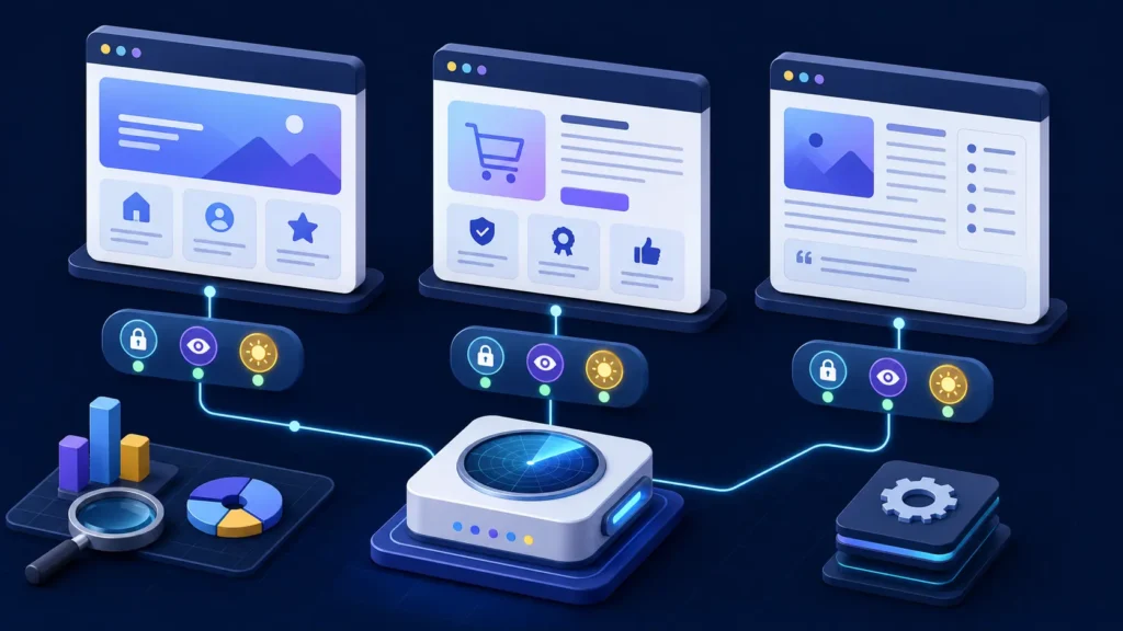 Homepage, commercial page and knowledge article connected to the same diagnostic test