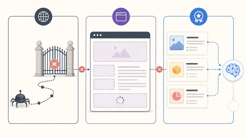 Why a website is invisible in AI search across access rendering and citation layers
