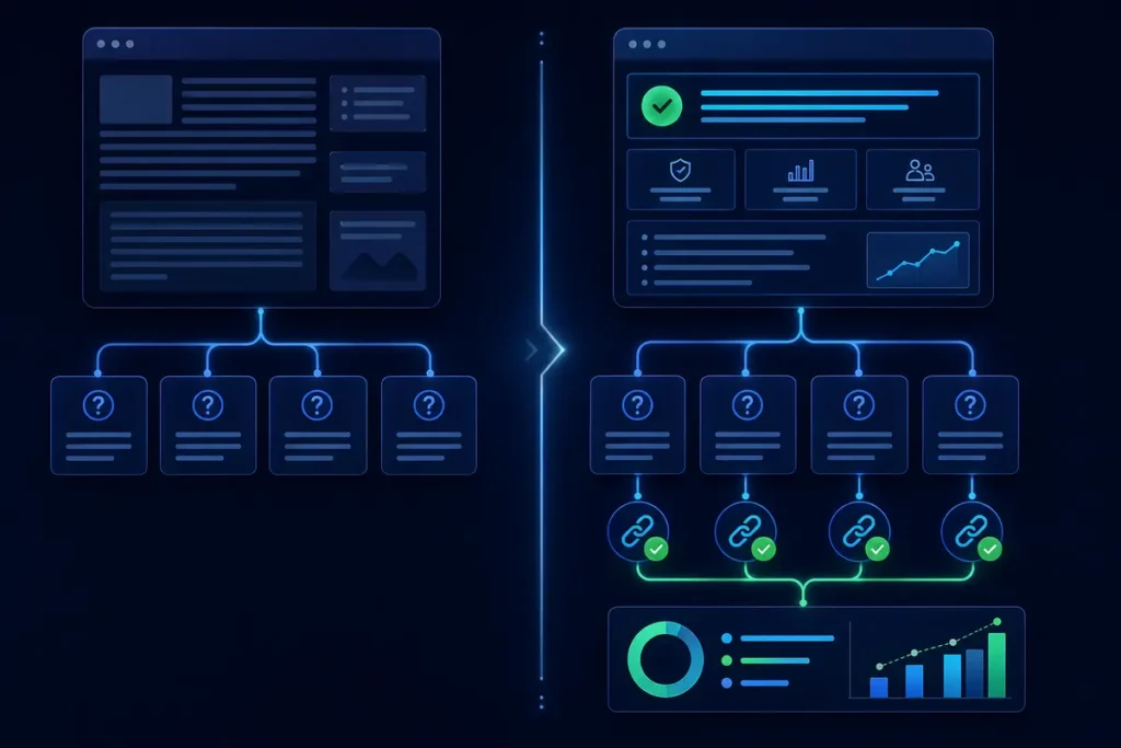 Before-and-after workflow for testing an answer-first content rewrite