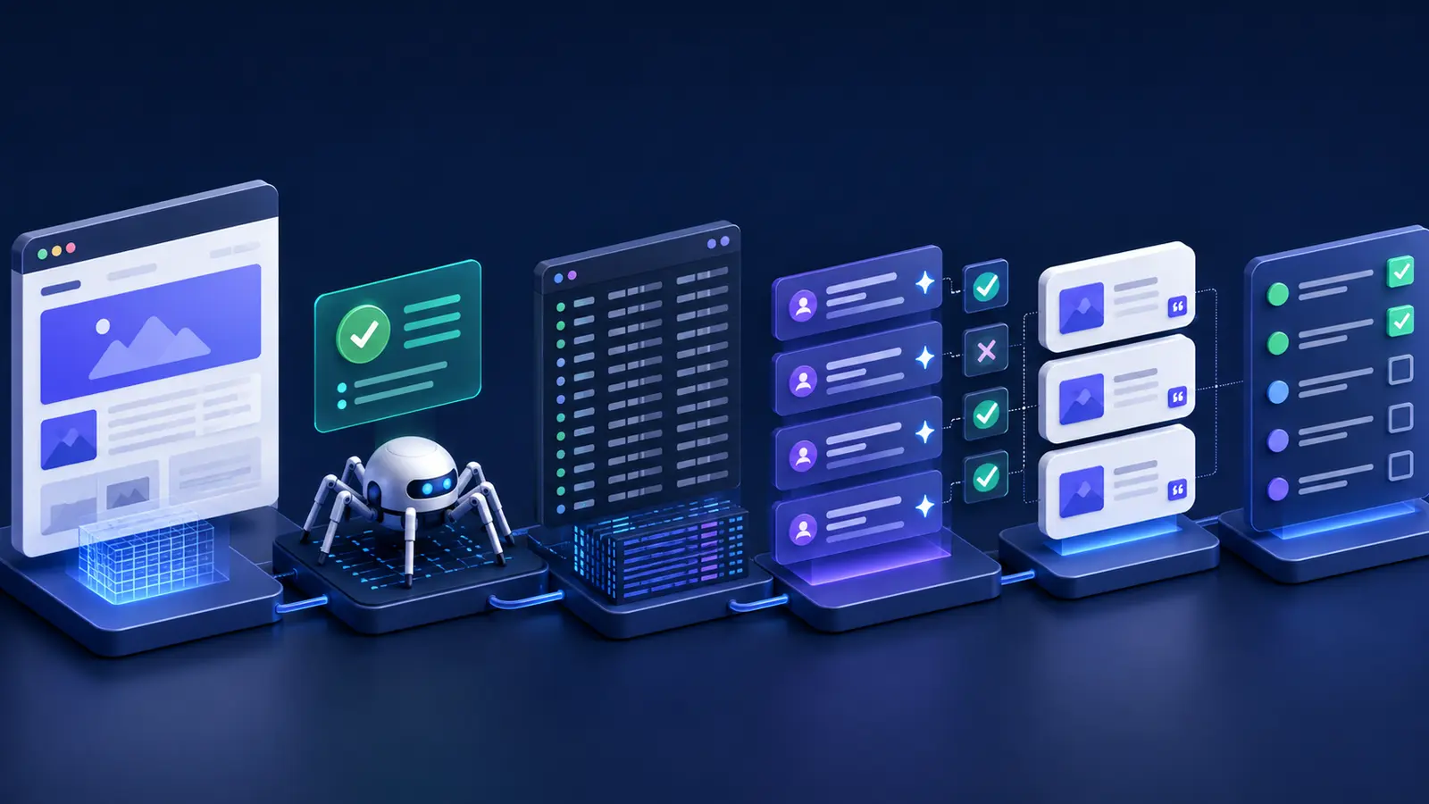 Evidence workflow for an AI visibility audit covering access, logs, repeated tests and actions