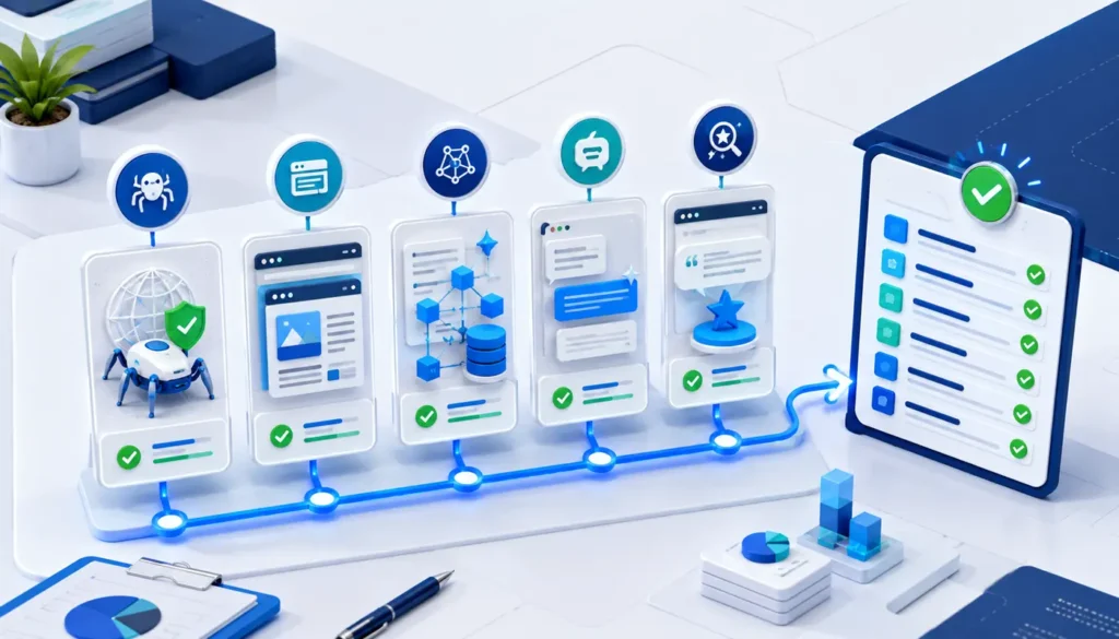 AI visibility audit evidence workflow covering access rendering entities citations and fixes