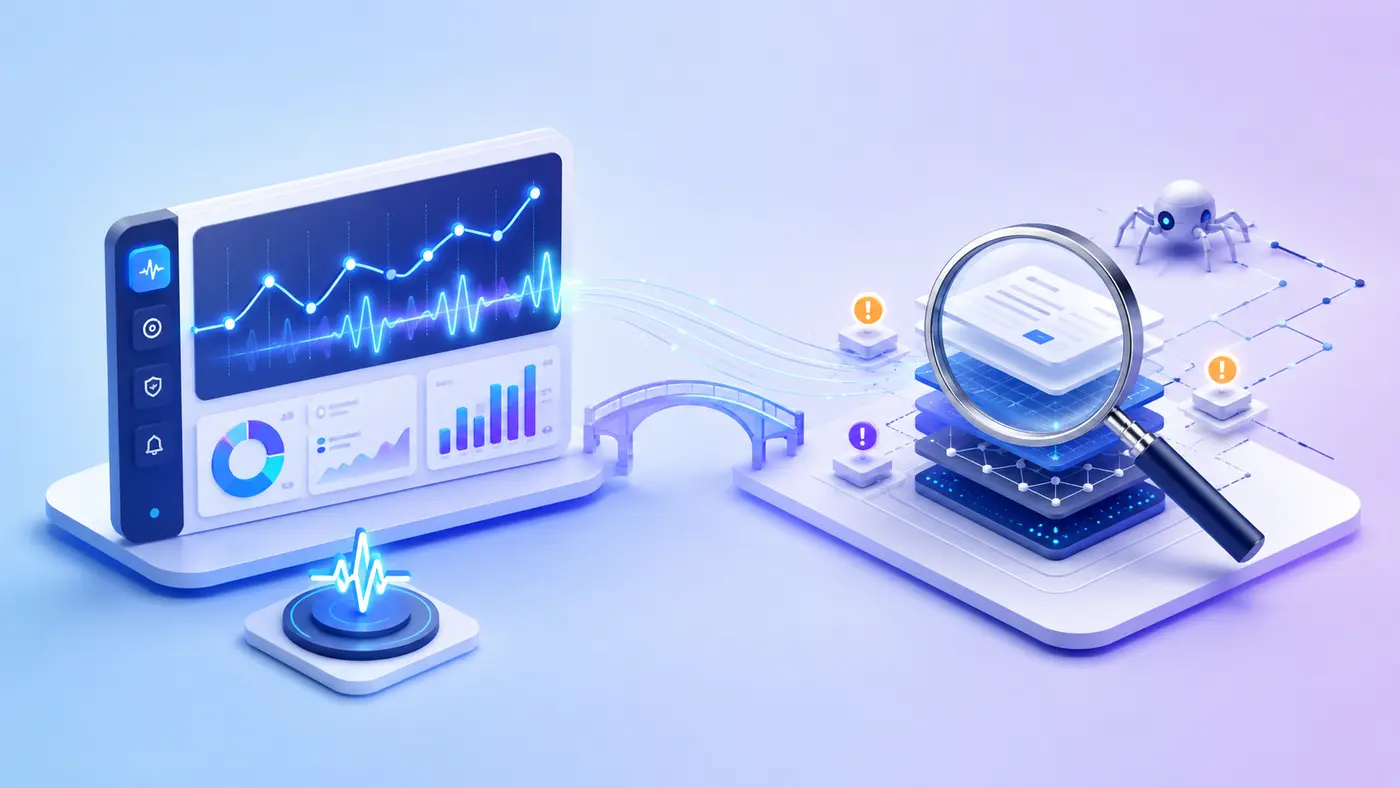 AI visibility monitoring dashboard connected to an AI readiness audit diagnostic