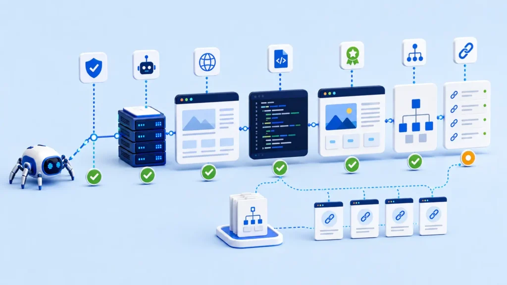 Crawler access, rendering, sitemap and internal link health checks