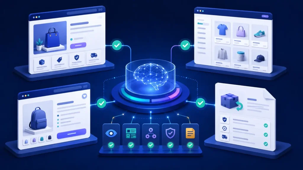 AI readiness test across ecommerce homepage category product and policy pages