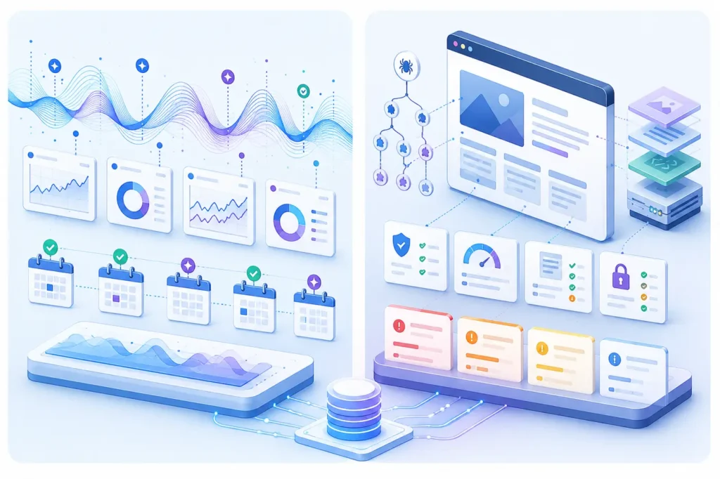 AI visibility monitoring trends beside a technical AI readiness audit