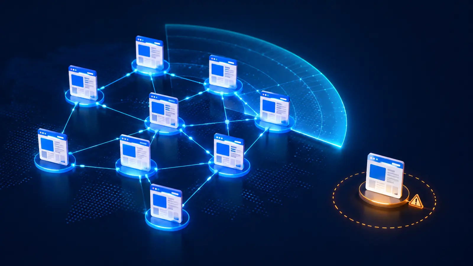 Orphan pages invisible to AI search shown outside a connected website network