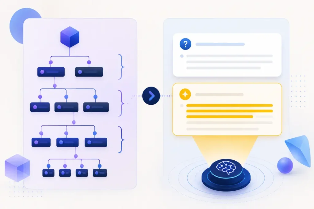 Machine-readable FAQ schema compared with visible answer-first content
