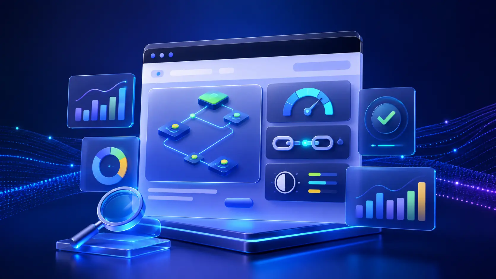 Website health issues benchmark report dashboard showing crawl, performance and content checks