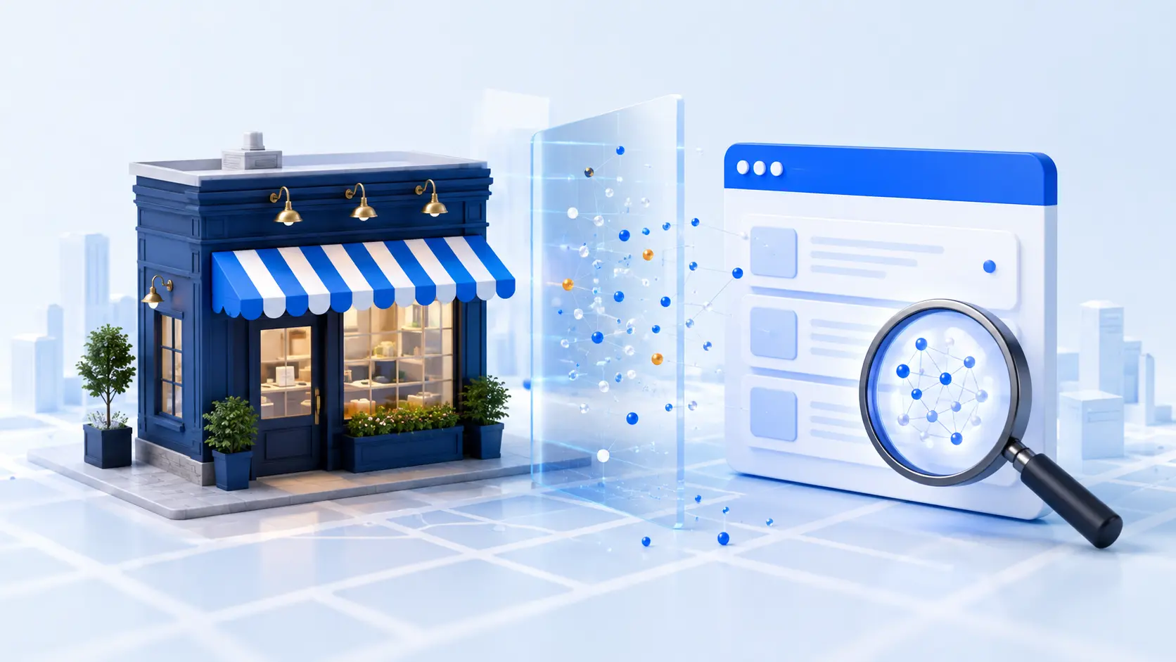 Local storefront blocked from an AI search discovery path while a website is inspected